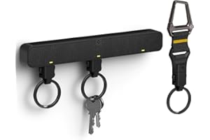 Spigen Life Key Holder Hub for wall and Carabiner with Magnetic Key Ring, Key Board without Drilling with Removable Key Organizer - Black
