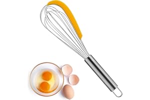 SPOTHOMELY Batidor Manual con Pala, Batidora de Cocina Manual 26cm con Varilla resistente hasta 200 grados con Raspador de Silicona, Batidora Manual con Varilla de Acero, Varillas de Cocina, Batidor de Varillas