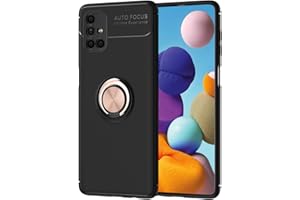 TANYO Hülle Geeignet für Samsung Galaxy M51, Ringhalterung Magnetic Car Mount Series, Ultradünn Weich Silikon TPU Handyhülle Und 360 °Drehbarer Halter. Roségold+Schwarz