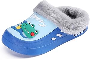 Yeeteepot Kinder Winter Clogs Mädchen Jungen Plüsch Pantoletten Pantoffeln Warme Gefüttert Hausschuhe Weich rutschfeste Gartenschuhe Cartoon Slippers