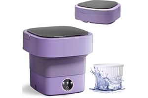 Ledeak Portable Washing Machine, 8L Large Capacity Foldable Mini Washing Machine with Spin Dryer and Blue Light, Small Washer for Baby Clothes, Underwear, Apartment, Dorm, Camping, RV Travel (Purple)