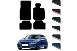 GCM - Car Floor Mats for BMW 1 Series F20 Hatch 2011-2019 Full Coverage Floor Protection - Anti Slip & Fit Car Mat with Clips Easy to Clean Car Carpet for All-Weather- Black Edging, Carpet