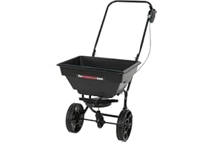 The Workplace Depot 25kg Lawn Spreader – Heavy-Duty Push Broadcast Spreader with Adjustable Flow Rate & Large PVC Hopper – Ideal for Fertiliser, Grass Seed & Grit Salt
