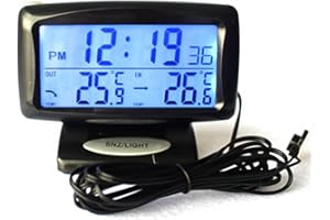 KISBEIBI Kit auto 2 in 1 orologio elettronico LED termometro interno ed esterno doppia temperatura strumento di misurazione