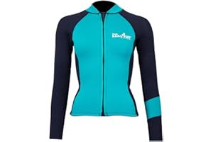 Two Bare Feet Women's Harmony 3mm Neoprene Wetsuit Jacket – Front Zip Thermal Surf Top for Swimming, Paddleboarding & Watersports
