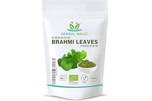 Herbal Magic’s Organic Brahmi (Bacopa Monnieri) Leaf Powder Natural Hair Face Mask - Prized Herb in Ayurveda - Sparkle Your Smoothies, Baking -100g