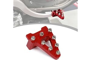 Runfarr Motorrad Bremspedal, CNC Aluminium Billet Motorrad Hinterrad Bremshebel Stufenspitze für CRF50 XR50 Pit Bike Dirt Bike Motocross Enduro Supermoto-Rot