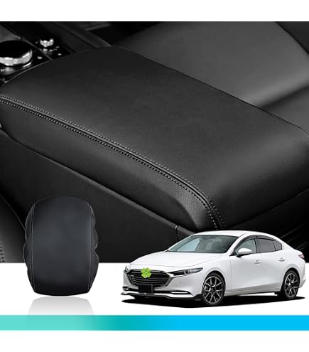 Lenkrad Bezug Alcantara Armlehne Mittelarmlehne Leder Bezug Schwarz/Rot – Für Mazda 2 Typ DJ Ab 2014 | TFS Armauflage Für Mazda 2 Ab 2014