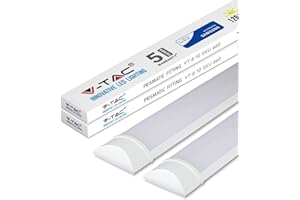 V-TAC LED Batten Light | 10W 1Ft LED Tube Lights 4000K Day White | Wall and Ceiling Batten Light | Shed Light, Kitchen and Garage Lighting | 1Ft - 30cm Samsung LED Tube Light [Pack of 2]