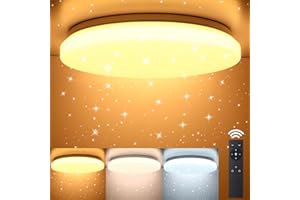 ‎OPPEARL OPPEARL LED Deckenlampe Dimmbar 28cm, LED Deckenleuchte mit Fernbedienung 24W 2400LM Sternenhimmel Rund Lampe für Kinderzimmer Wohnzimmer Schlafzimmer Büro Esszimmer Küche 3000K-6500K