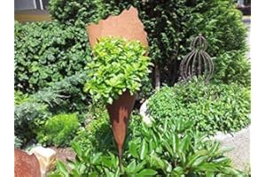 ‎ROSTIKAL Rostikal | Pflanztüte auf Stab aus Metall | Rost Gartendeko zum Bepflanzen | 40 cm tief