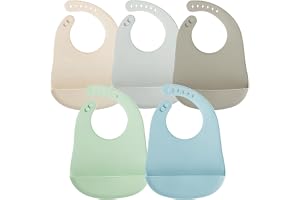 PandaEar 5-pack vattentäta silikon babyhaklappar med uppsamlingsficka