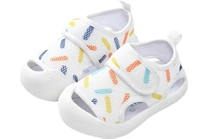 LZPCarra Sandalias de bebé de verano para niños y niñas, zapatos de fondo plano, no slio, punta semiabierta, transpirables, suaves, sandalias retro para bebé