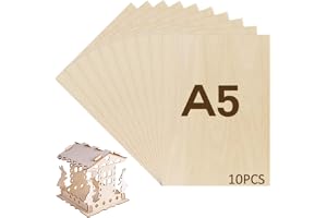 Hugwish 10 stycken balsaträ 2 mm, multiplex A5 (21 x 15 cm), träplattor för hantverk, multiplexplatta, hantverksträplattor, p