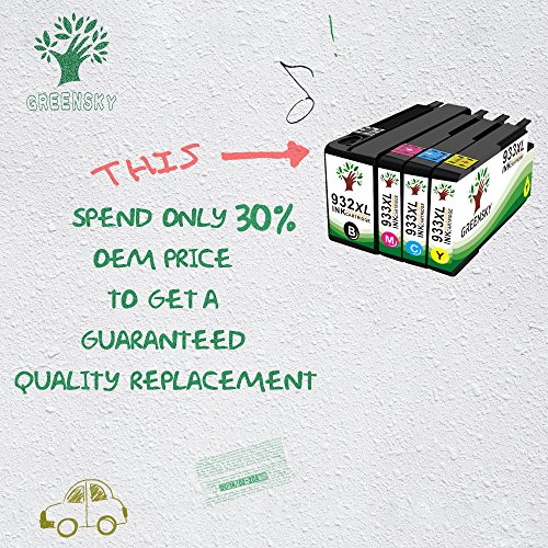 GREENSKY 4 paquetes cartucho de tinta compartible de reemplazo para HP 932XL 933XL para HP Officejet 6100 6600 6700 7110 7510 7610 7612 Impresora -  1 Negro  1 Cian  1 Amarillo  1 Magenta 