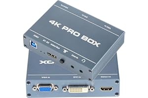 GENERIC 4K DVI Video Capture Card,DVI HDMI VGA to USB3.0,HD 1080p60fps for Audio Game Recording,Streaming, Conferencing,Gaming,OBS,Compatible with Windows,Linux,Android,MAC,AMCAP,VLC System