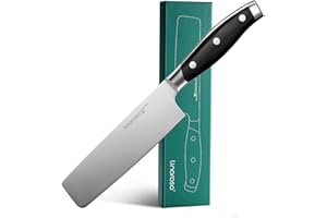 linoroso Couteau Nakiri à légumes de 7 pouces Couteau de chef japonais, Couteau à découper allemand en acier inoxydable à haute teneur en carbone - Série classique