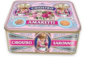 Chiostro di Saronno, Mix di Amaretti Morbidi e Croccanti, Gusto Classico, Senza Glutine - confezione in latta vintage da 225g