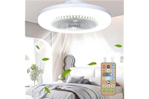Dlishka Ventilateur De Plafond Avec LumièRe Led Silencieux,10in Plafonnier Led Design Moderne Avec TéLéCommande, 3 Vitesses + 3 Couleurs, Ventilateur Sans Pale Pour Chambre Et Salon