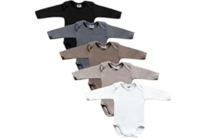 MEA BABY Unisex Baby Langarm Body aus 100% Baumwolle im 5er Pack, Baby Body mit Aufdruck, Baby Body für Mädchen, Baby Body für Jungen