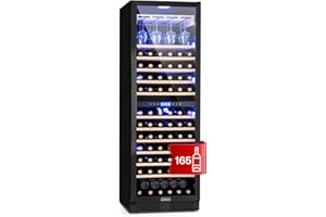 Klarstein Cantinetta Vino Design da Incasso, Cantinetta Vino Refrigerata a Zona Doppia per Vino Rosso, Bianco e Birra, Controlli Touch, Frigo Vino Cantinetta per Esterno/Interno, 425L, 162 Bottiglie