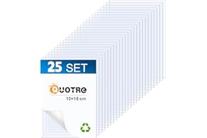 QUOTRE Lot de 25 plaques en plastique de 1 mm d'épaisseur - En verre acrylique transparent - Pour cadres photo, palettes, présentoirs de table (10 x 15 cm)
