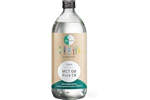 Go-Keto MCT Oil C8, 1000ml | Olio Premium MCT C8, 100% olio di cocco, no olio di palma | perfetto per dieta chetogenica | crema di caffè cheto per bulletproof coffee o frullato cheto | Paleo, vegano