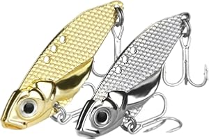 OriGlam 2pcs Metal VIB Hard Fishing Lure Jigs, Bass Crankbait Fishing Spinner Spoons Lure for Bass Walleye Trout Saltwater Freshwater