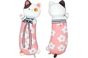 Terbaik 50CM Largo Peluche de Gato Almohada con Flor de Cerezo Peluche Gato Kawaii Regalo para niños