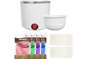 Lazy lady Mini Enthaarungswachswärmer mit Silikondose 200 ml, professionelle Heißwachsmaschine, komplettes Set mit Wachsperle und Spateln, einfach zu handhaben und zu reinigen (weiß rund)