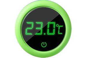 GANQUER Digital Aquarium Thermometer, Miniature Cordless LED Digital Screen External Attached Tank Thermometer, High Precision Sensor for Fish Turtles(Green Round)