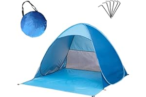 ibforcty Beach Tent Automatic Pop Up Sun Shelter UV Protection Instant Outdoor Kids Playing Camping Tent (Blue)