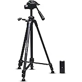 Digitek (DTR-490 LW) Foldable Tripod Stand with Smartphone Holder, Pan Head & Quick Release Plate, 4.92ft Max Height, 4kg Loa