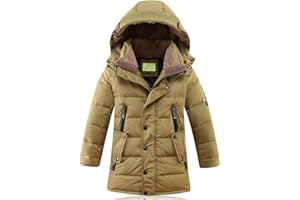 Odziezet Abrigo de Plumas Largo Niño Niña Invierno con Capucha Grueso Forro Polar 4-13 Años