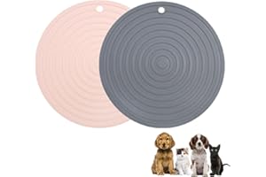 RTBRCG 2 Stücke Napfunterlage Hund, Napfunterlage Katzen, Rund wasserdichte Schleckmatte Hund rutschfeste Hundenapf Unterlage für Hunde Katzen Geeignet Mittlere Kleine Haustiere