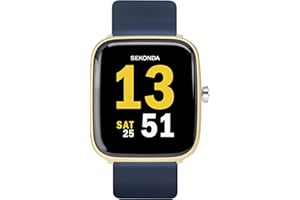 Sekonda Motion 36mm Smart Watch with Heart Rate and Sleep Monitor, Daily Activity, Sports, Music, Weather and Message Functions, with Rubber Strap