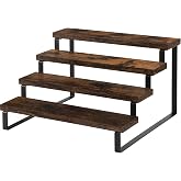 Kundi Rustic Wood Spice Rack Shelf, kitchen organizer rack, rack stand, Kitchen Counter Organiser, Dark Brown (4) (4 Shelves)