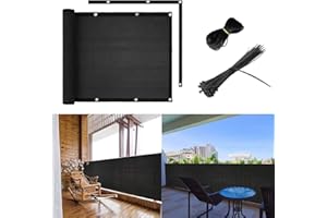 shsyue Balcony Privacy Screen Fence Screening,90x500cm Garden Screens Decking Fence,Garden Privacy & Protective Screen with Cable Ties,Weatherproof UV Protection Windscreen for Outdoor-Black
