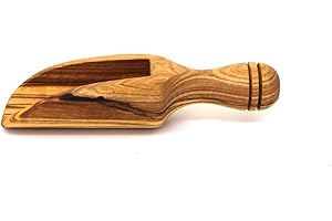MITIENDA MIT LIEBE GEMACHT Mitienda - Glissière en bois d'olivier - Made, ustensile de cuisine pour dimensions, cuillère à sel, petite pelle - Convient également pour le sucre, la pelle de remplissage (grand)