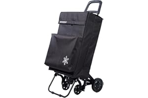 DECODEKO Carro de Compra Plegable Ligero, 100x41x33cm, Capacidad 48 litros, 4 Ruedas, Empaque Cartón Reforzado (Negro+Termo)