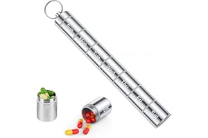 CREATE BEAUTY0 Portachiavi Portapillole In Metallo Portapillole Settimanale Tascabile, Pill Box Medicine Portatile, 7 Scomparti Per 7 Giorni,Capsule,Vitamine,Impermeabile, Per Esterni, Viaggi, Escursioni, Campeggio