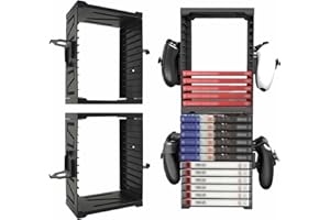 iFCOW Torre de Almacenamiento de Juegos para PS5/PS4/Xbox Series X/Xbox One/Nintendo Switch Games Soporte Universal para Disco de Juego con 4 Ganchos para Controladores