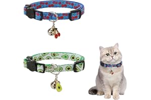 Kireida® 2 collares de gato estilo fruta con cascabeles, cerezas y aguacate, collares de seguridad para gatos para niños y niñas