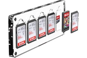 AODUKE 5 Slots Magnetic Closure Nintendo Switch Game Card Case, Can Store Switch/SD/Micro SD TF Card Transparent Display box-AJCX05SD