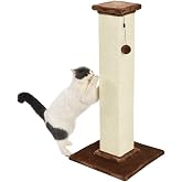 Amazon Basics Cat Scratching Post for Indoor Cats Heavy Duty with Carpet Floor Tall and Large 90cm Brown