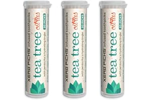 Xero Picks Tea Tree - Cure-dents aromatisés infusés pour une haleine fraîche et une bouche sèche de longue durée - 60 Picks - Paquet de 3 - Agrumes