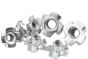 ULWSY Dado a T a 4 punte, 20 pezzi M10 Inserto filettato in acciaio al carbonio zincato Kit assortimento di dadi a T per gambe da tavolo Mobili in legno