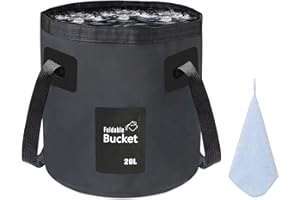 FALEIZHI 12L 20L Folding Water Bucket, Outdoor Sports Lightweight Portable Collapsible Bucket for Camping Traveling Picnic Hiking Fishing Boating Gardening Car Washing (12L, Black)