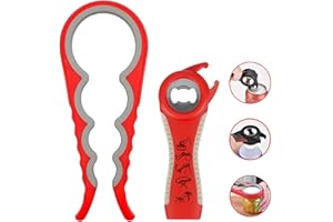 Opaceluuk Kit de abridor de Botellas, 5 en 1 y 4 en 1, multifunción, fácil de Usar para niños, Ancianos y sufridores de Artritis, Ayuda de Agarre de Mano de Silicona