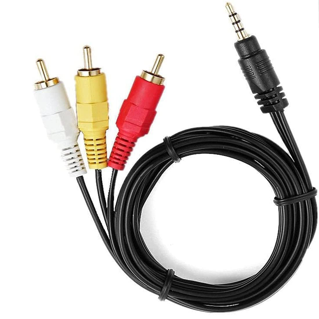 DECOFOLD Black 3.5Mm Aux Jack To 3 Rca Male Cable Audio, Video Male Cable For Dvd Player (3 Rca To 3.5mm Jack Aux)